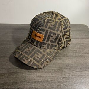 Fendi Tan and Black Logo Hat